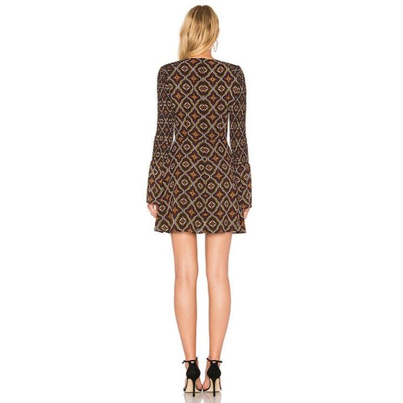 A.L.C. Burgundy Gold Print Alexa Silk Dress - Picture 3 of 11